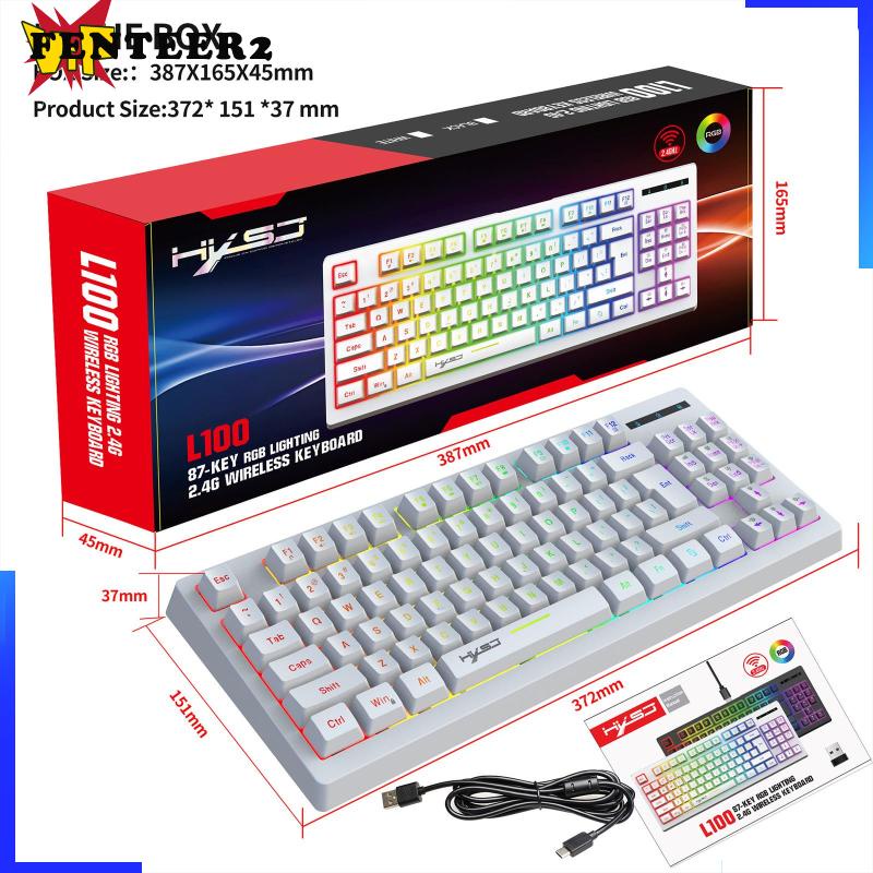 Bàn PhíM Cơ Không Dây 87 Phím 2.4G, TíCh HợP ĐèN NềN RGB