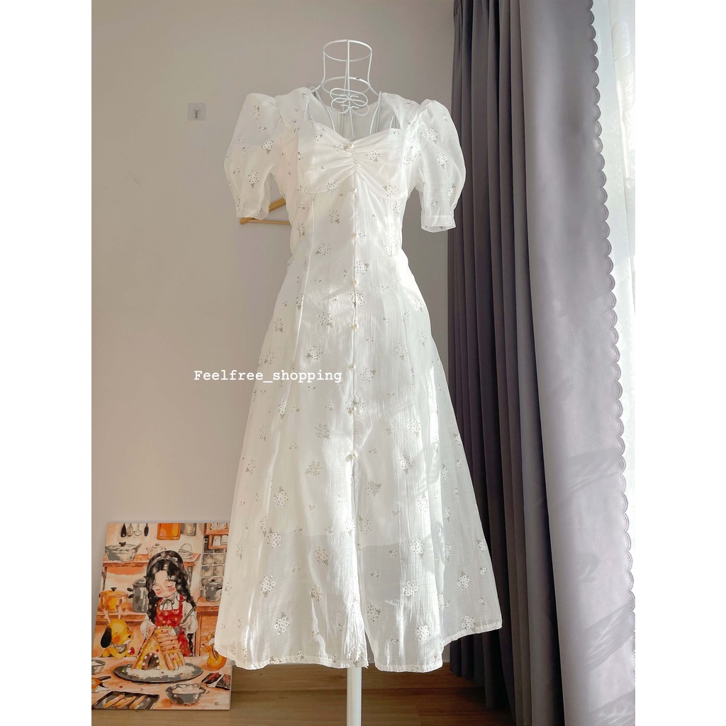 Đầm Trắng Dài Hoa Cúp Ngực 2 Lớp Mặc Đi Tiệc, Đi Chơi, Kỷ Yếu (Hình Thật) | BigBuy360 - bigbuy360.vn