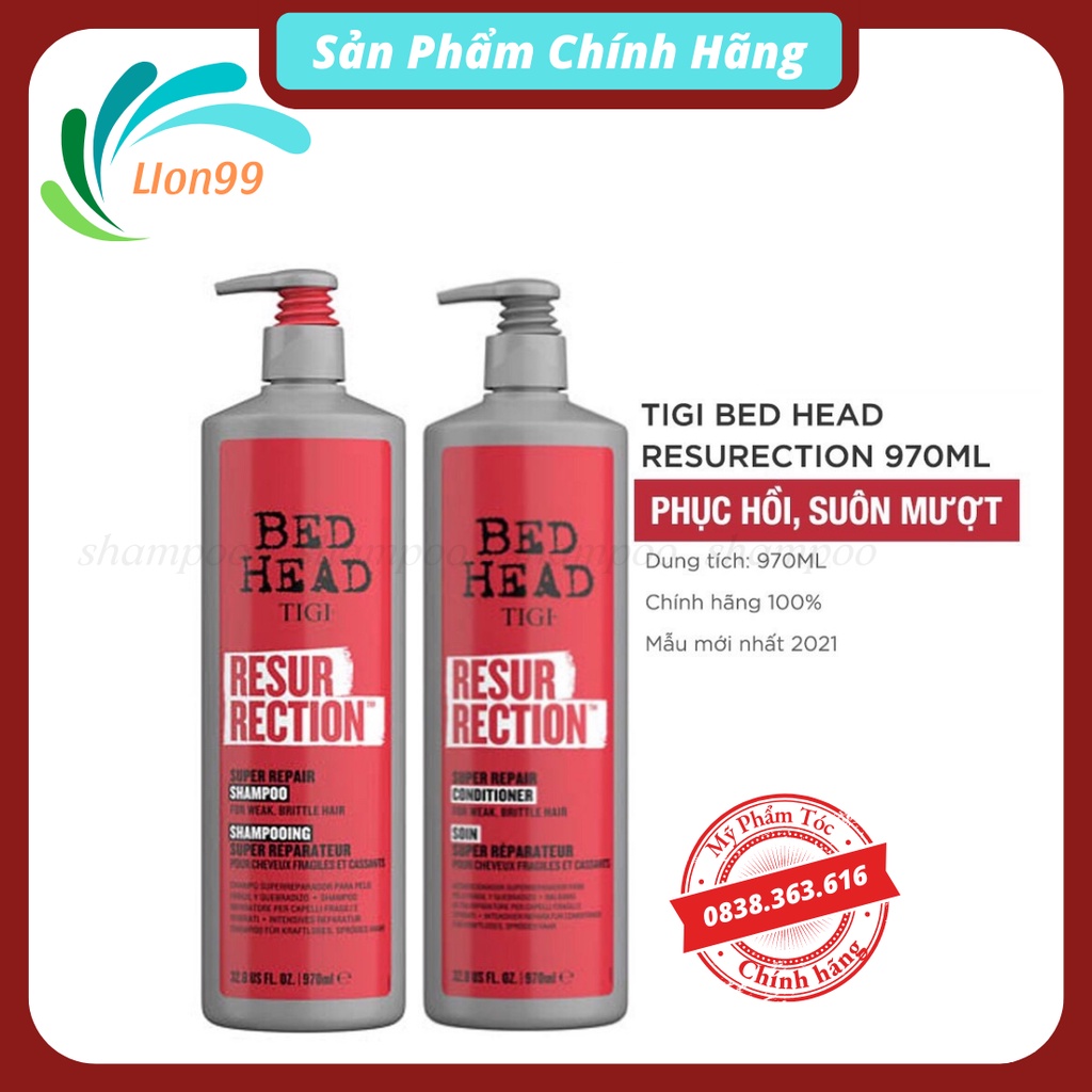 Cặp dầu gội TIGI BED HEAD 970ml phục hồi tóc khô xơ hư tổn giảm gãy rụng hàng chính hãng