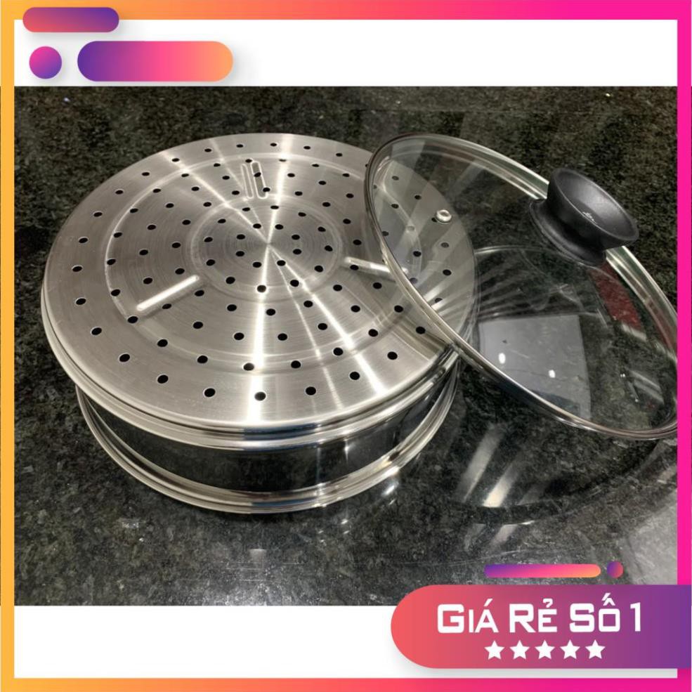 Xửng hấp Inox 304 Kims Cook Hàn quốc size 24, kèm vung kính cao cấp, hàng chính hãng BH 12 tháng Hàng Chính Hãng