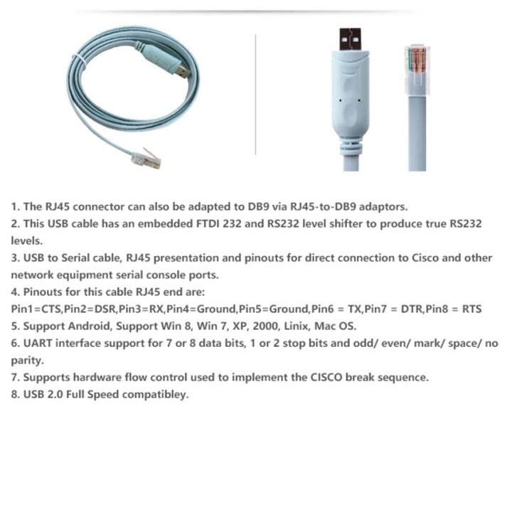 Cáp lập trình Console USB to RJ45 - Cáp kĩ thuật