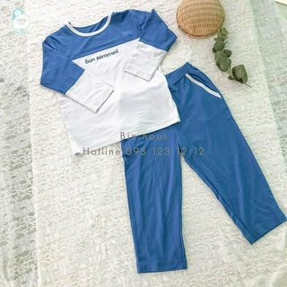 Bộ Nous pyjama xanh ghi