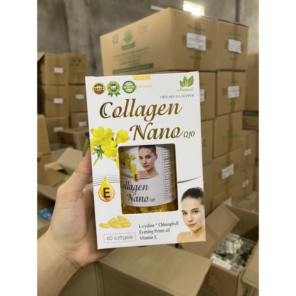Viên uống trắng da mờ nám giảm tàn nhang chống lão hóa da collagen nano Q10 hộp 60 viên