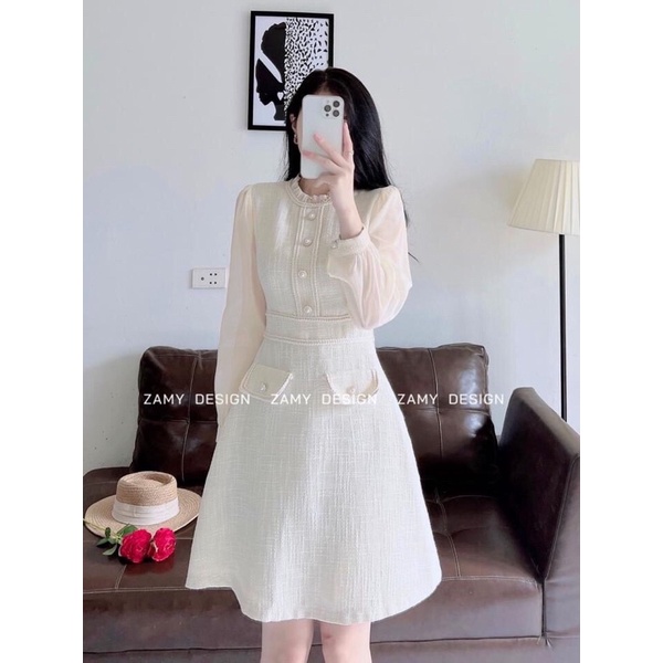 Váy dạ WEET 2 lớp phối cúc ngọc | BigBuy360 - bigbuy360.vn