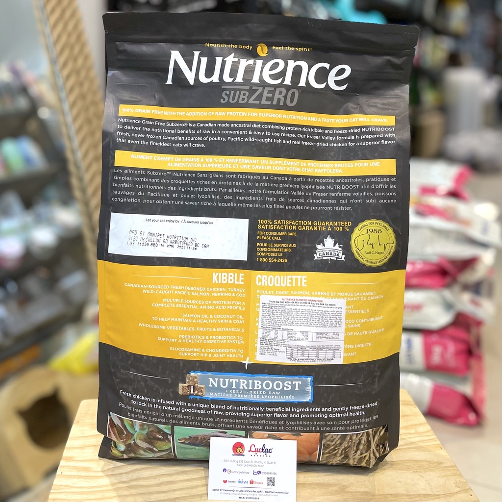 Hạt Nutrience Subzero Frase Valley cho Mèo vị Gà tây &amp; Cá hồi - Túi 5kg chính hãng