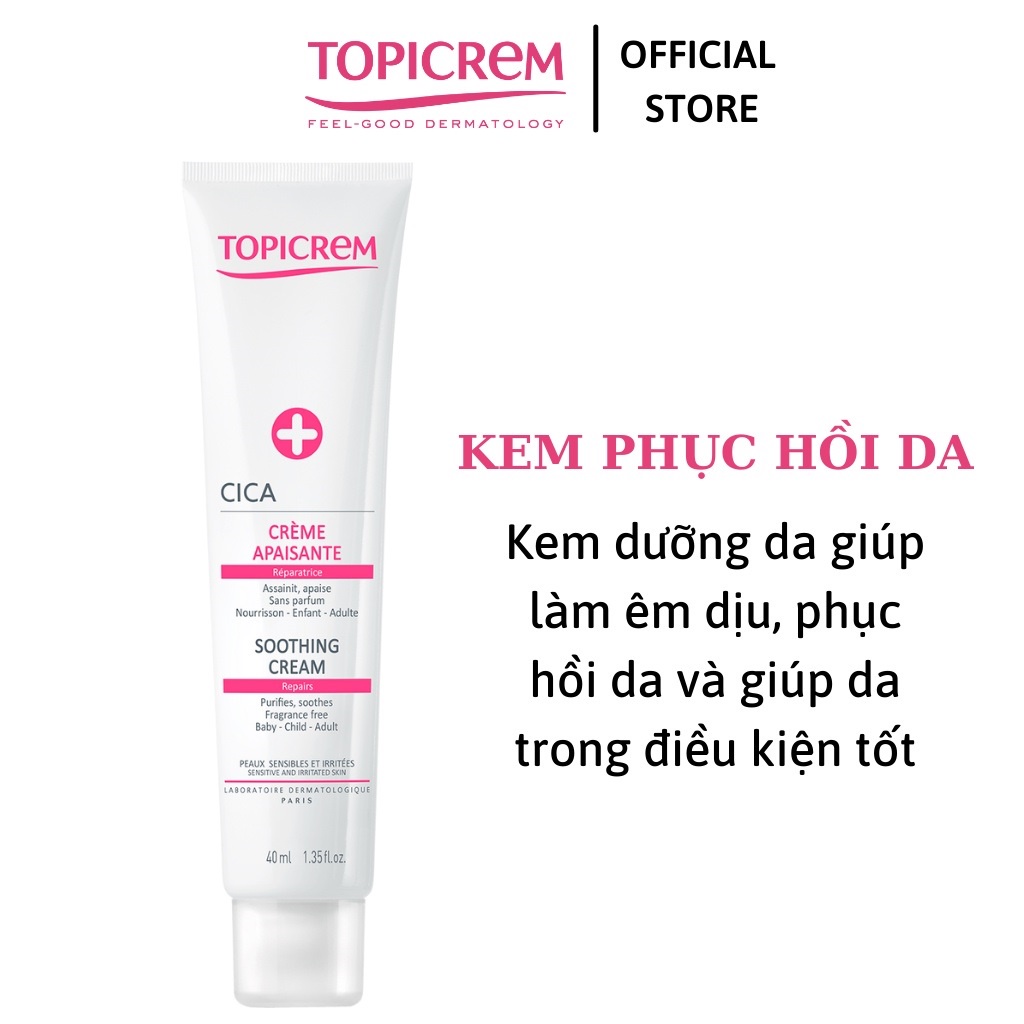 TOPICREM Kem dưỡng ẩm làm dịu và phục hồi da CICA Soothing Cream 40ml