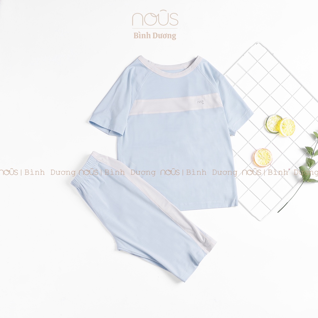Bộ quần áo trẻ em nous kids bé trai lửng xanh nhạt ghi từ 2 đến 5 tuổi - Nous Bình Dương