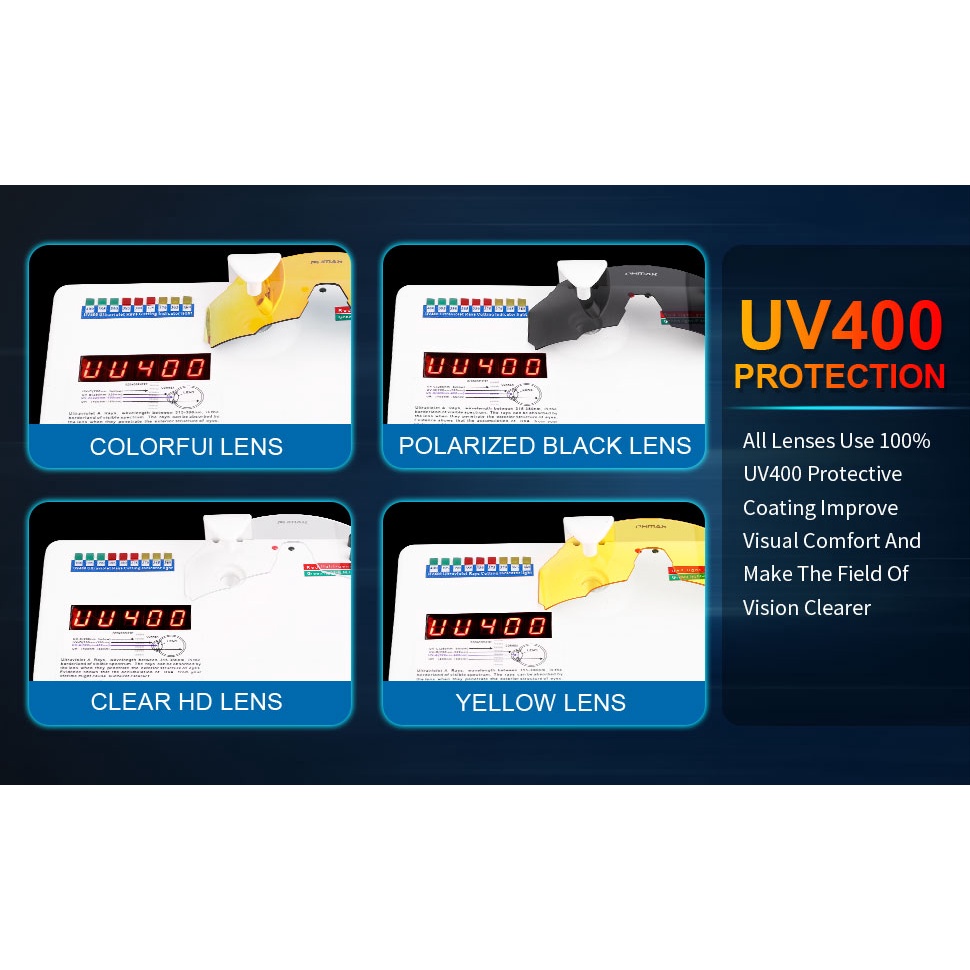 Kính mát phân cực PHMAX P-YJ-PXS chống tia UV với 3 tròng kính bảo vệ mắt tiện dụng cho chơi thể thao/ đua xe