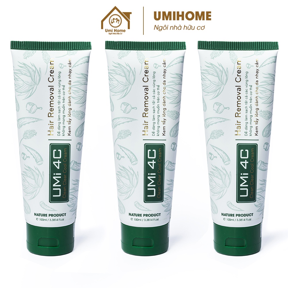 Combo 3 hộp kem tẩy lông UMI 4C (100ml x3) an toàn cho da nhạy cảm - Tặng Mỡ trăn triệt lông vĩnh viễn U Minh Hạ (10ml)