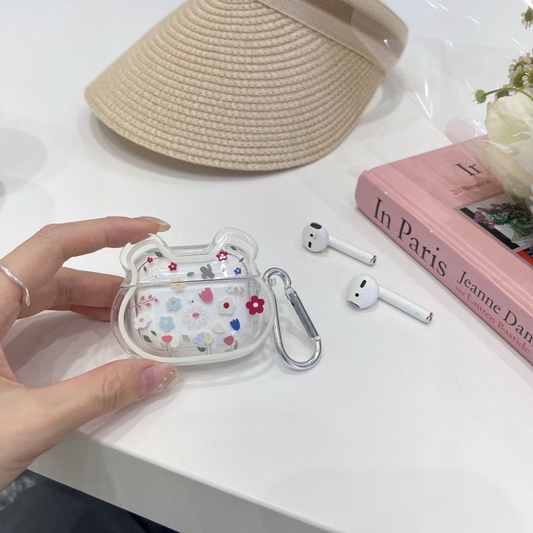 Vỏ Bảo Vệ Hộp Sạc Tai Nghe Bluetooth airpods 1/2 pro Bằng tpu Mềm Họa Tiết Hoạt Hình Gấu/Hoa Nhiều Màu Dễ Thương