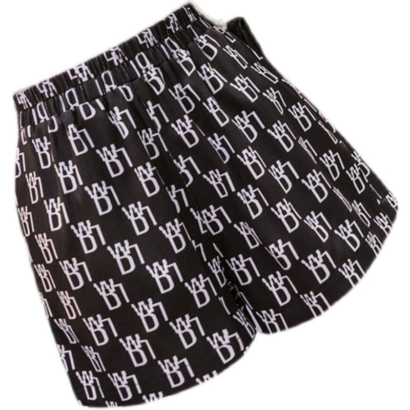 Quần Short Lưng Cao Ống Rộng In Chữ Thời Trang Cho Nữ