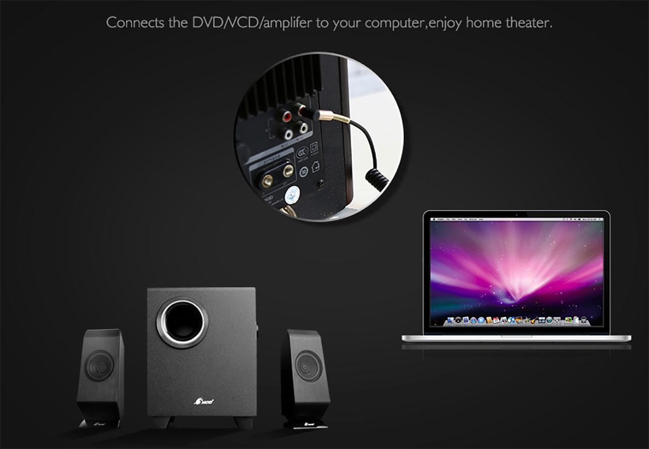 Cáp âm thanh 3.5mm Male to Male Audio Elbow linh hoạt 1M Aux Line Laptop TV DVD