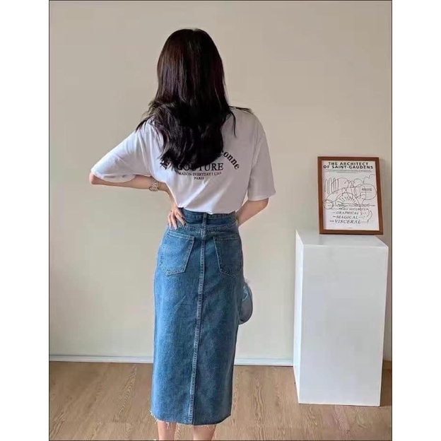 Chân Váy Jean Xẻ Cách Điệu