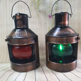 Đèn dầu cổ màu đồng cao 25cm