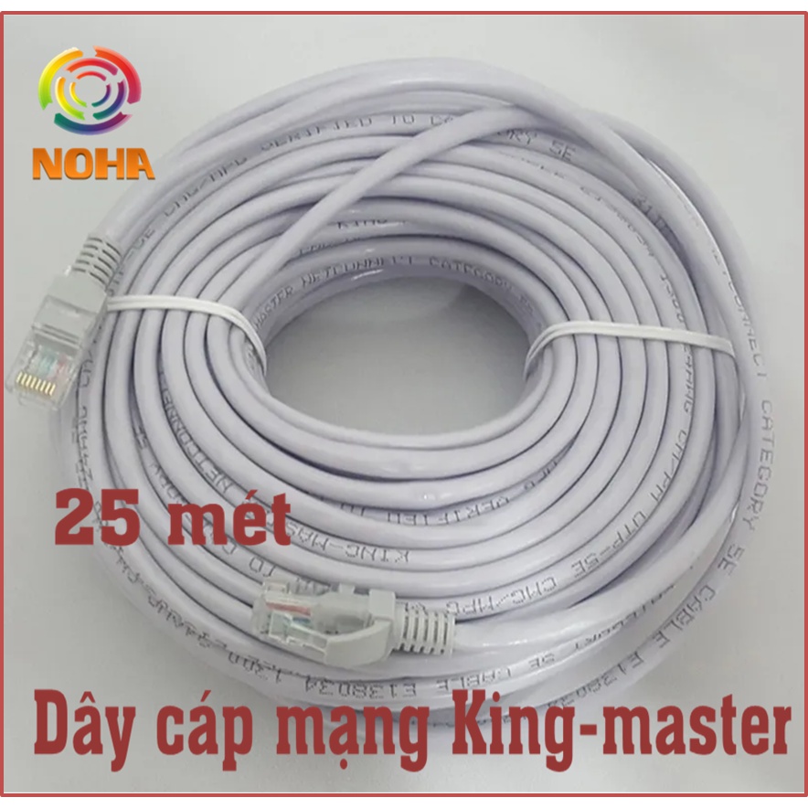 Dây cáp mạng LAN Internet bấm sẵn KingMaster dài 25m chuẩn cat 5e