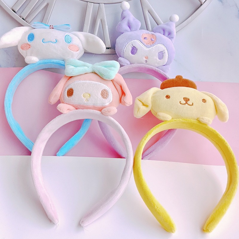 DISNEY Ag Băng Đô Trang Điểm / Trang Điểm Bằng Vải Bông Họa Tiết Hoạt Hình melody kuromi Cinnamon Stellalou Dễ Thương Dành Cho Bạn Nữ