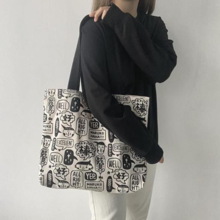 Túi vải canvas, túi tote nữ phong cách Ulzzang Hàn Quốc (MARUKO ALRIGHT)