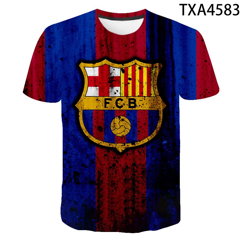 Áo Thun Tay Ngắn In Hình 3D Đội Bóng Barcelona 2022 Thời Trang Mùa Hè Cho Nam Và Nữ