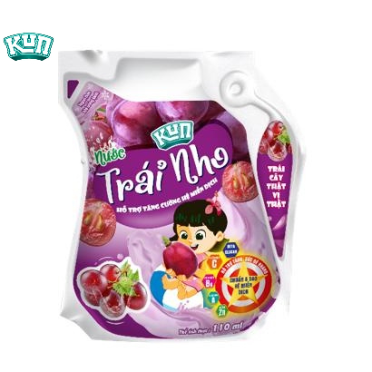 KUN_Nước trái cây nho thùng 24 túi x 110ml