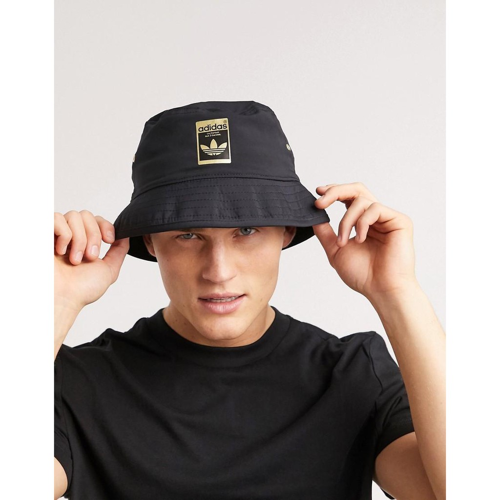 (Hàng xuất xịn) Mũ / nón bucket Superstar (bầu) đen logo nhũ vàng