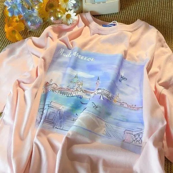 NRVP Áo thun tay ngắn cổ tròn thời trang mùa hè phong cách Hàn Quốc dành cho nữ 2022