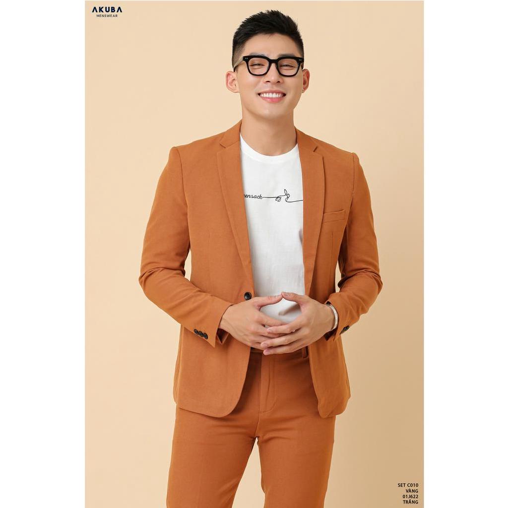 Quần Blazer nam AKUBA form slimfit, không ôm, vải fresco, đứng form, ít nhăn, có 1 nút, phong cách Hàn Quốc | C010