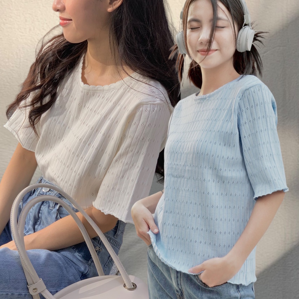 Áo len lỗ tay lỡ cổ tròn LOLLIE STUDIO AL09