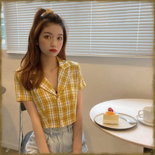 (Hot 2020)   Áo Sơ Mi Croptop Tay Ngắn Kẻ Sọc Caro Thời Trang Cho Nữ - Croptop Caro Kẻ Tím Đen Đỏ Hồng Vàng Xanh