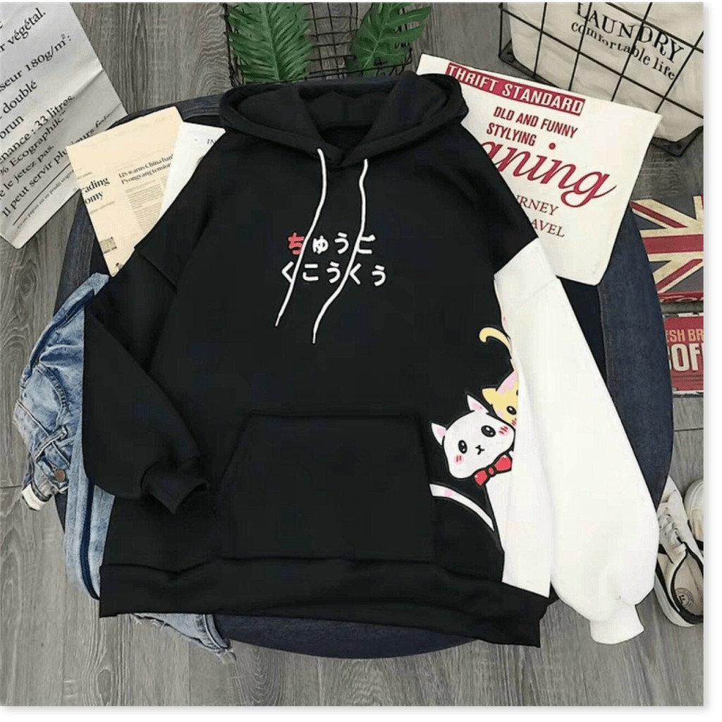 ÁO KHOÁC HOODIE IN HÌNH CHÚ MÈO NHẬT CỰC DỄ THƯƠNG