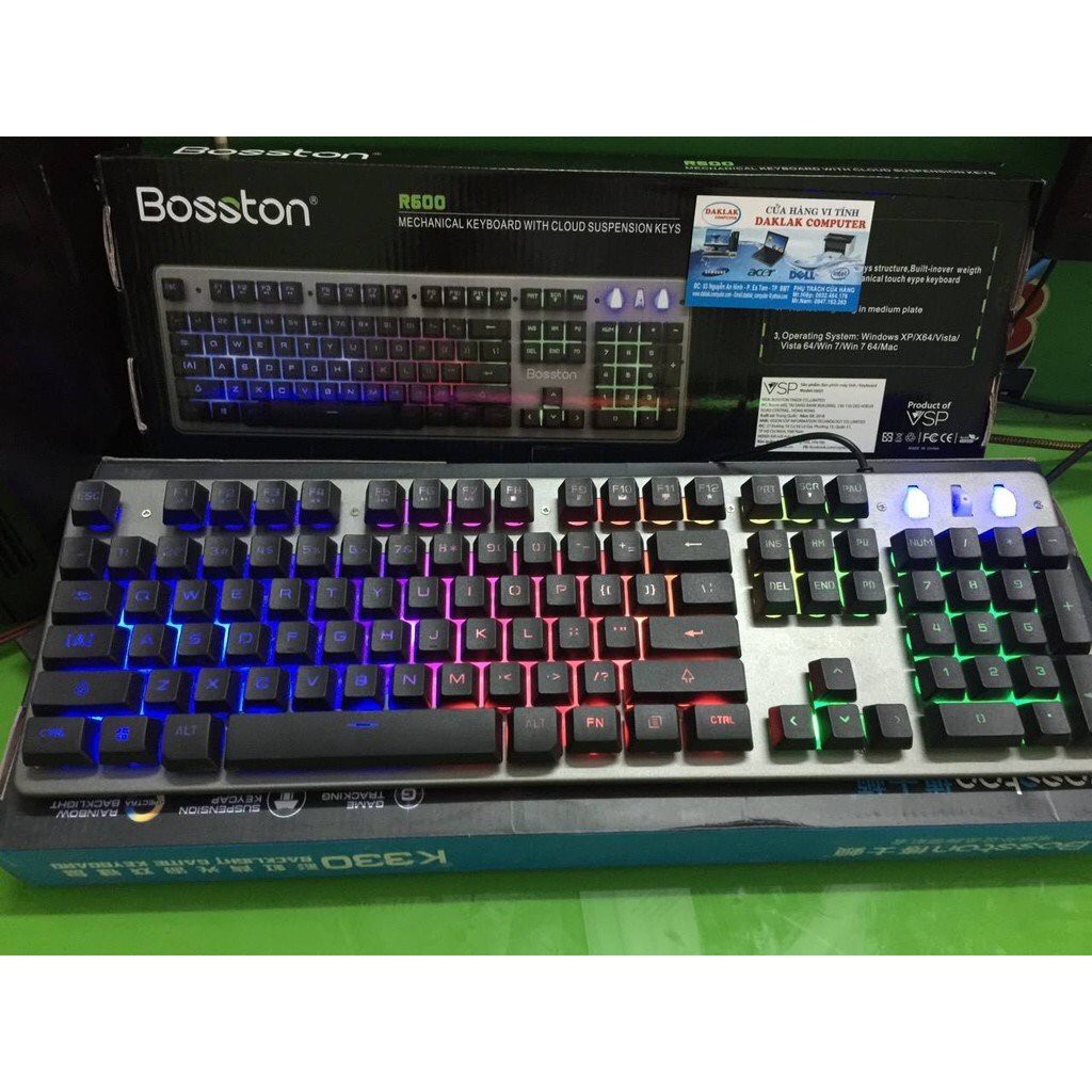 Bàn Phím Led Chuyên Game Giả Cơ Bosston R600 Có Dây - Led Đa Màu - Máy Tính 2T