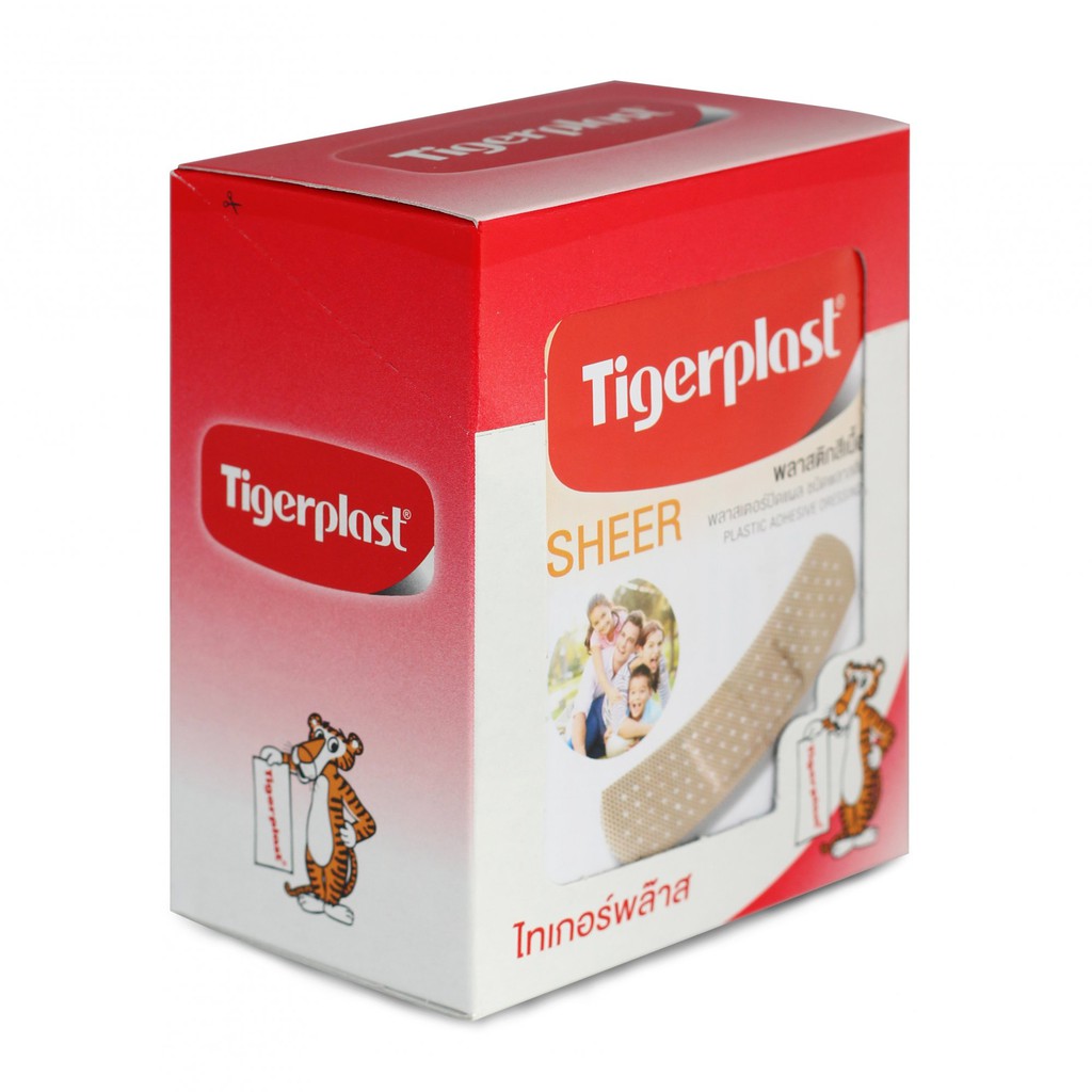 Băng cá nhân màu da  TIGER PLAST SHEER bảo vệ vết thương - xuất xứ Thái Lan