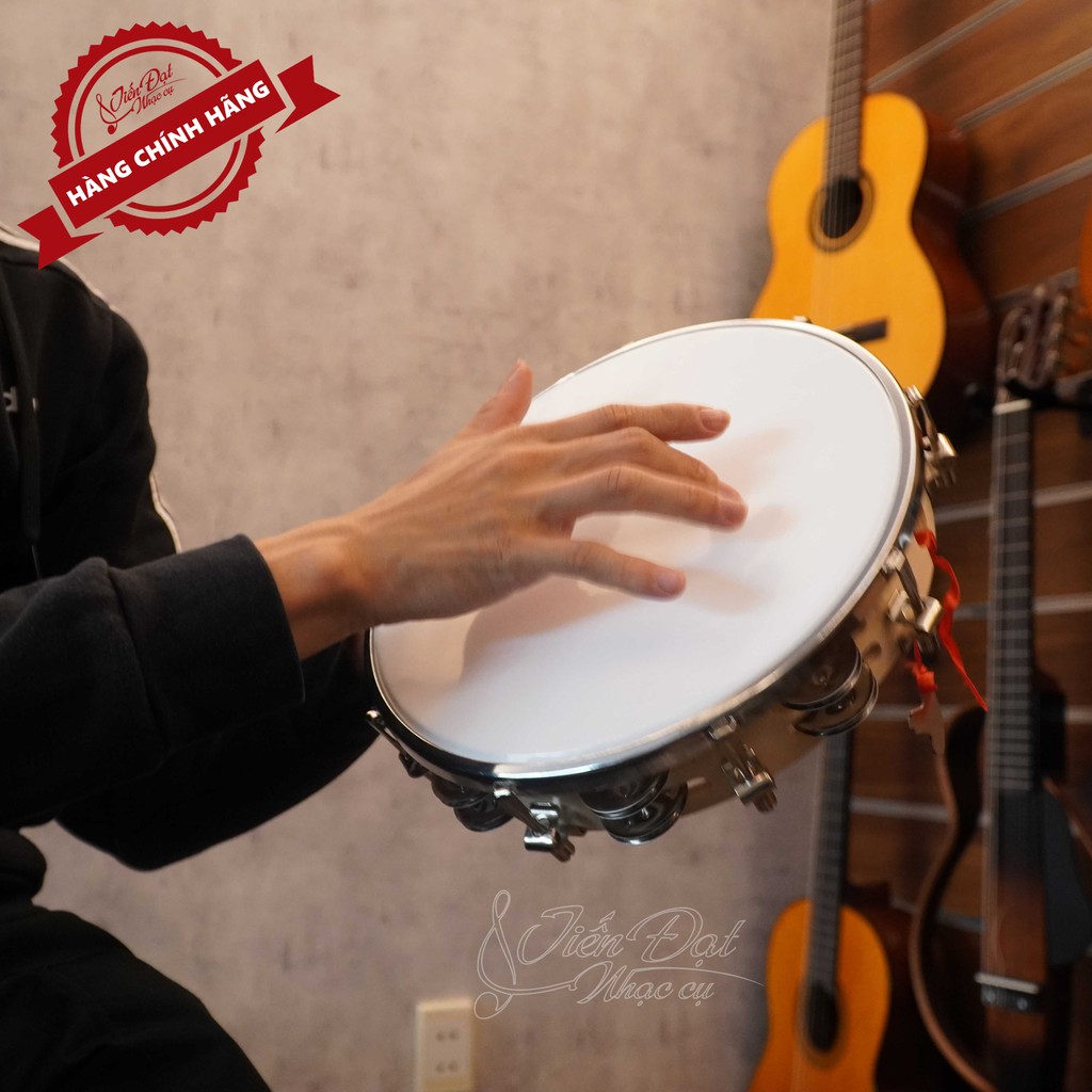 Trống Lắc, Trống Gõ Tambourine Loại Tròn - Khuyết Chất Liệu Nhựa Xi Inox Cao Cấp