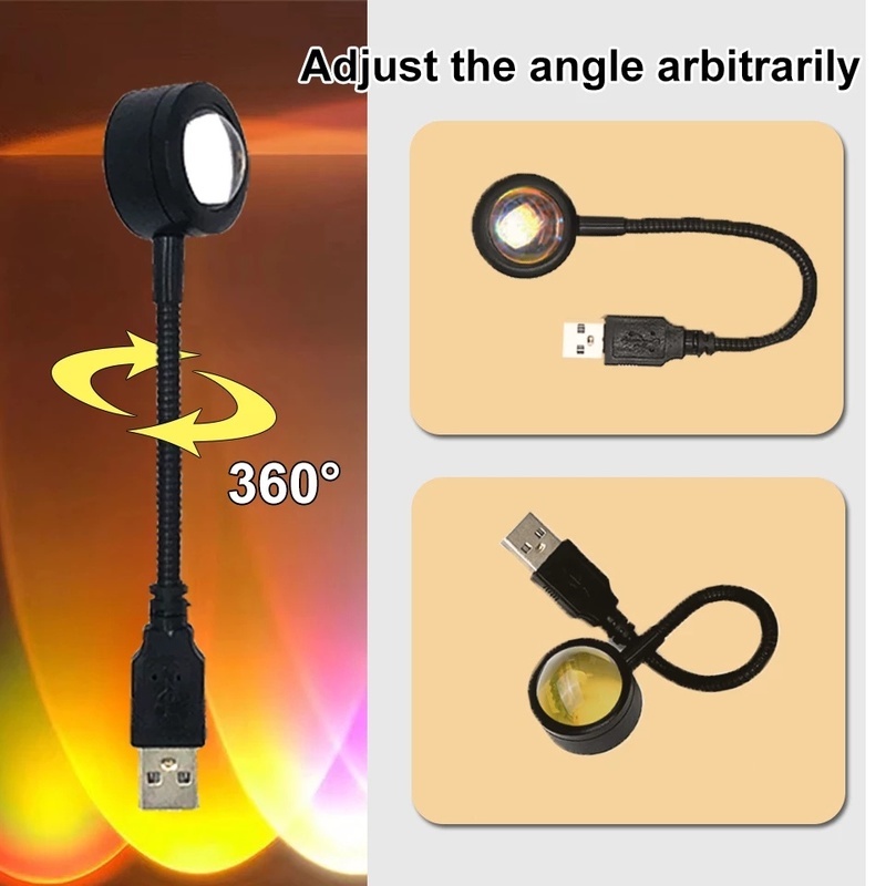 Đèn Ngủ Chiếu Hoàng Hôn Lãng Mạn Xoay 360 Độ Có Cổng Sạc USB Dùng Trang Trí Phòng Ngủ / Quán Cà Phê / Livestream