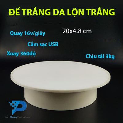 ĐẾ XOAY HỖ TRỢ CHỤP ẢNH SẢN PHẨM TỰ ĐỘNG 360 ĐỘ ĐƯỜNG KÍNH 20CM CHỊU LỰC 3KG - SẠC USB - BH 1 THÁNG