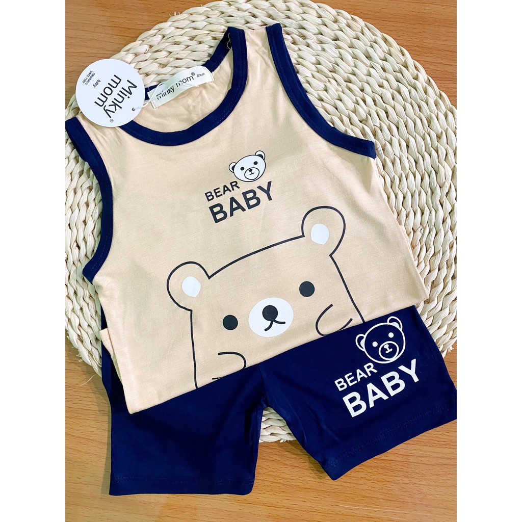 Bộ Ba Lỗ MINKY MOM THUN LẠNH Phối Viền, In Hình Dễ Thương Cho Bé BL-IN05