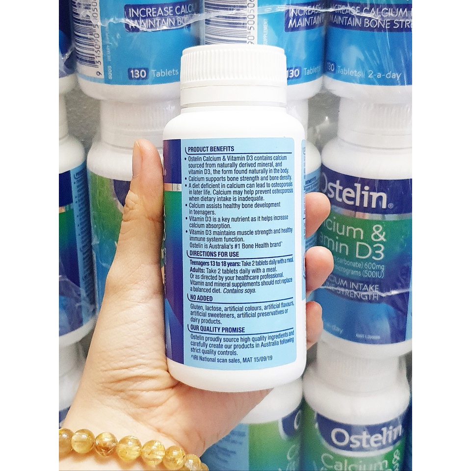 Viên uống Ostelin Calcium &amp; Vitamin D3 cho bà bầu chai 130 viên của Úc