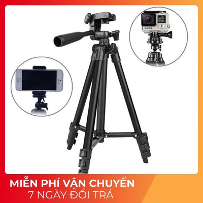 Chân máy ảnh, tripod Weifeng WT-3520, khung nhôm cao cấp, tặng kèm kẹp điện thoại