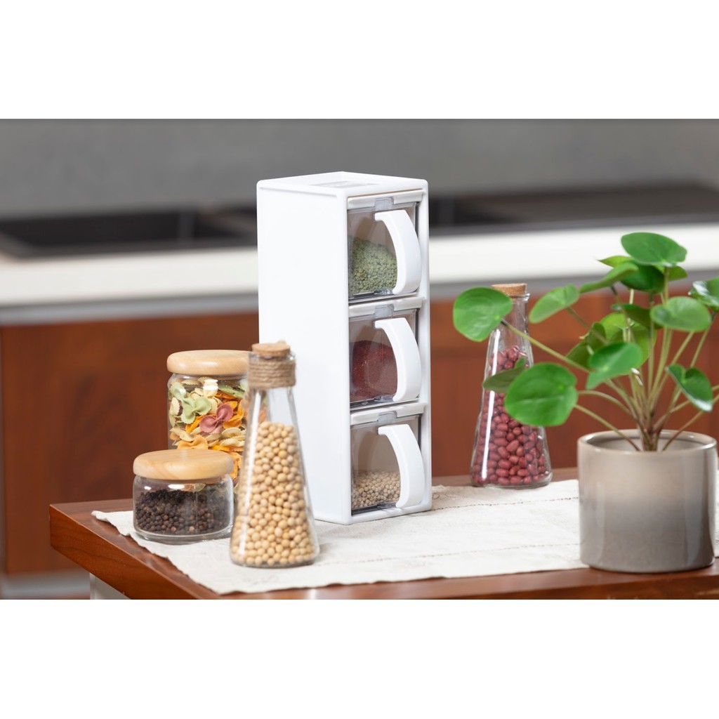 Bộ 3 đựng gia vị nhà bếp sang trọng bằng nhựa cao cấp chính hãng Inochi