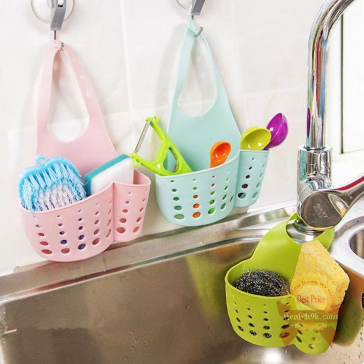 Giỏ đựng đồ nhựa đa năng nhỏ gọn có lỗ thoát nước móc treo cho nhà bếp
