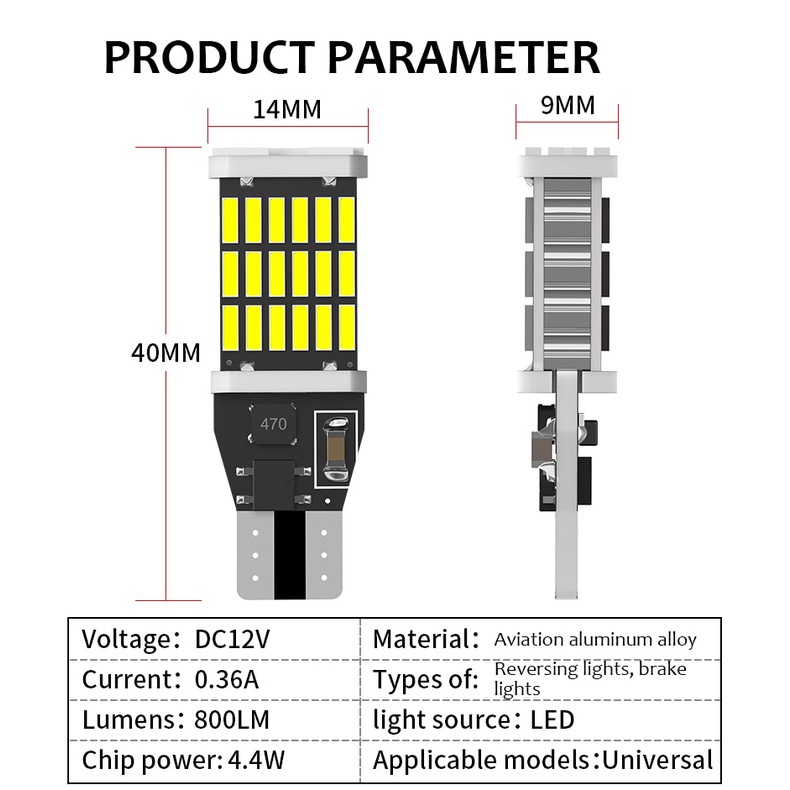 Bóng đèn led công suất cao T15 w16w 921 912 t16 902 26 cái 4014smd siêu sáng 1200lm thay thế cho đèn lùi ô tô ánh sáng trắng