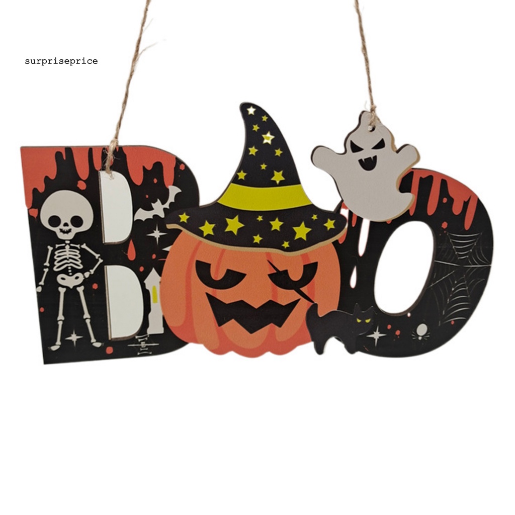 Bảng Gỗ Treo Tường Trang Trí Halloween Hình Bí Ngô