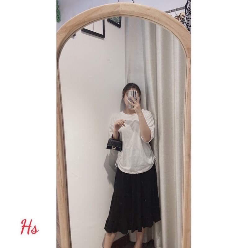 Bộ áo rúm hông chân váy đen HS64