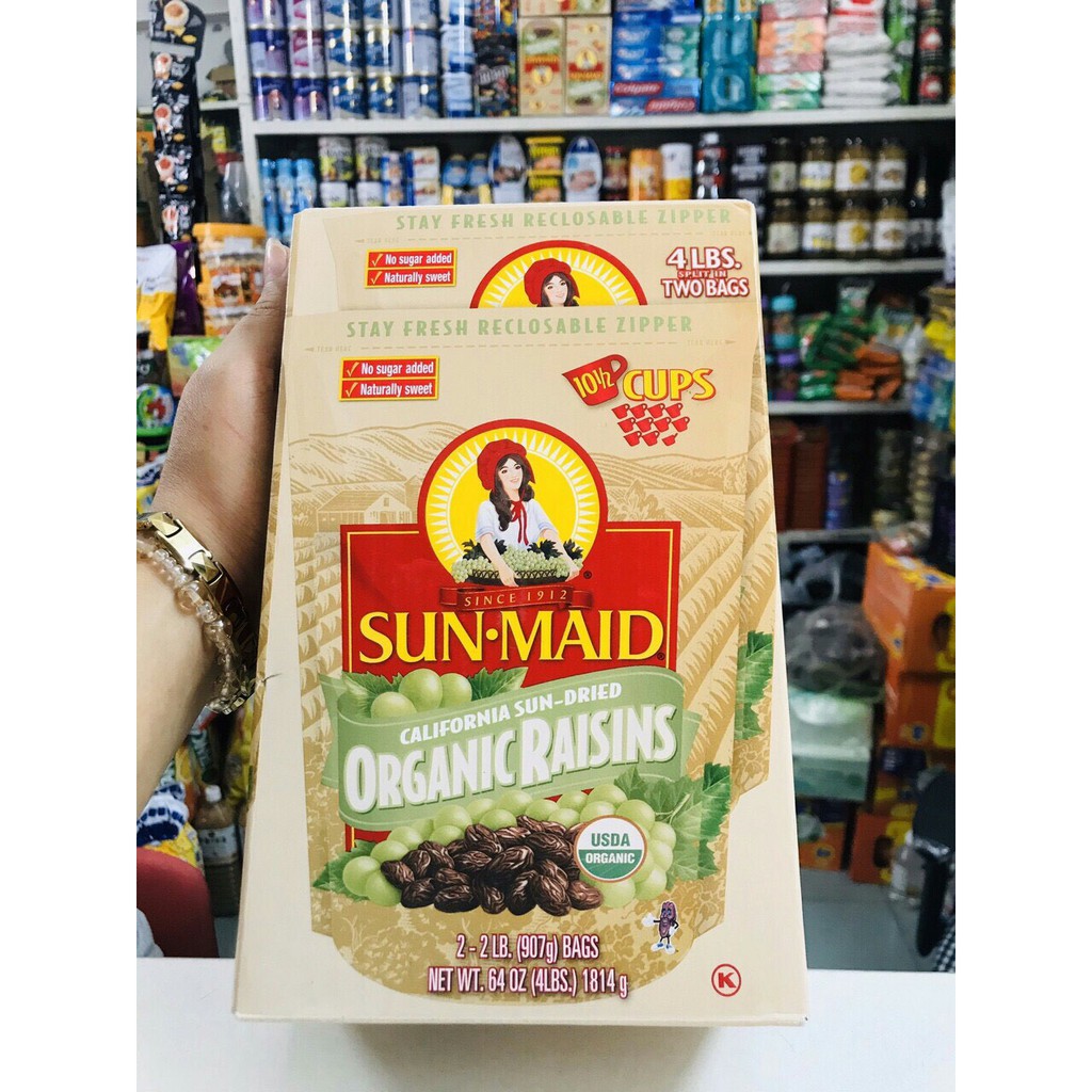 Nho khô hữu cơ Sun-maid Organic Raisins California Mỹ túi 907gram (date 2/4/2022)