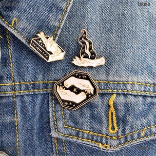 (Eetmo) 3Pcs Enamel Magic Gesture Book Fire Witch Brooch Pin Jacket Shirt Badge Brooch