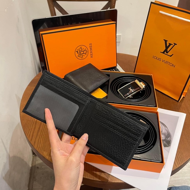 HỘP CAM-Ví Nam,Thắt Lưng Nam,Set Đôi Thắt Lưng Kèm Ví Fullbox
