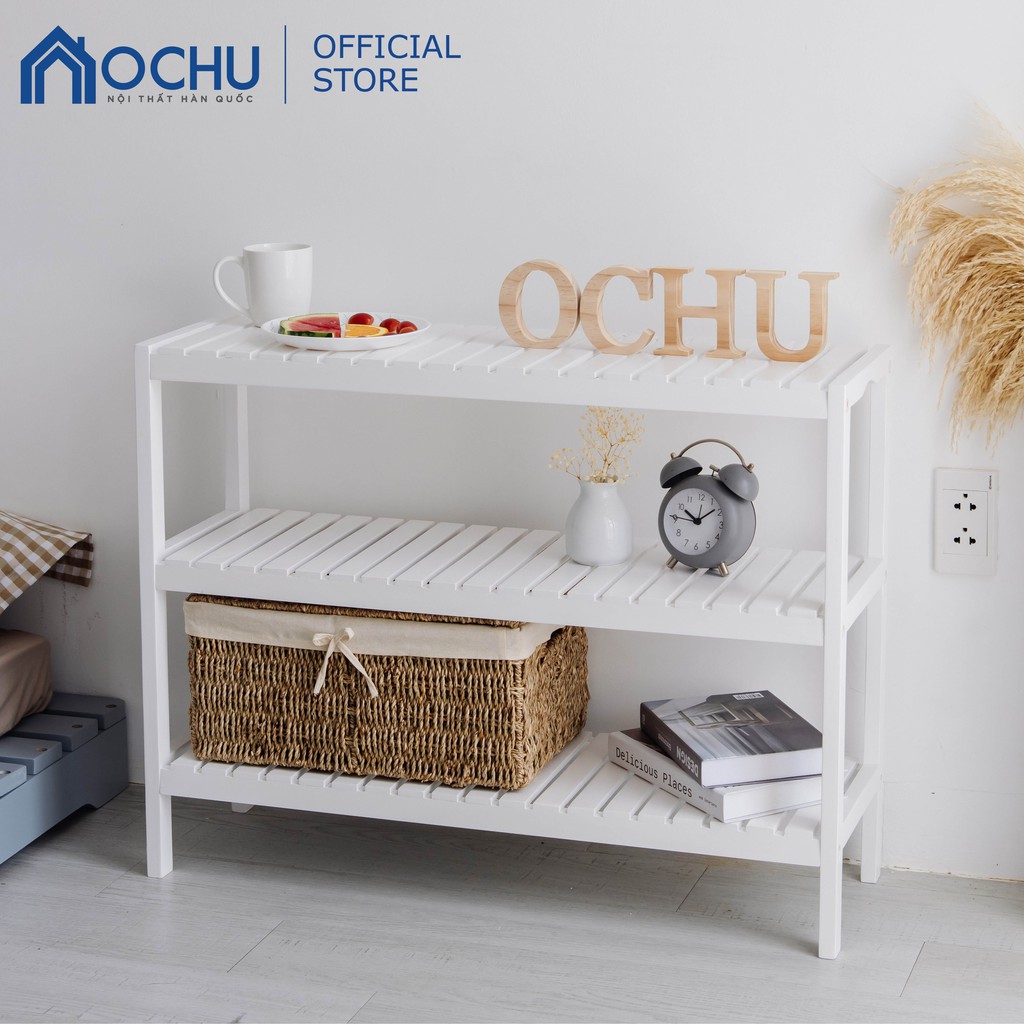 Kệ Đa Năng 3 Tầng Khung Gỗ Thông OCHU - Bench 3F - White