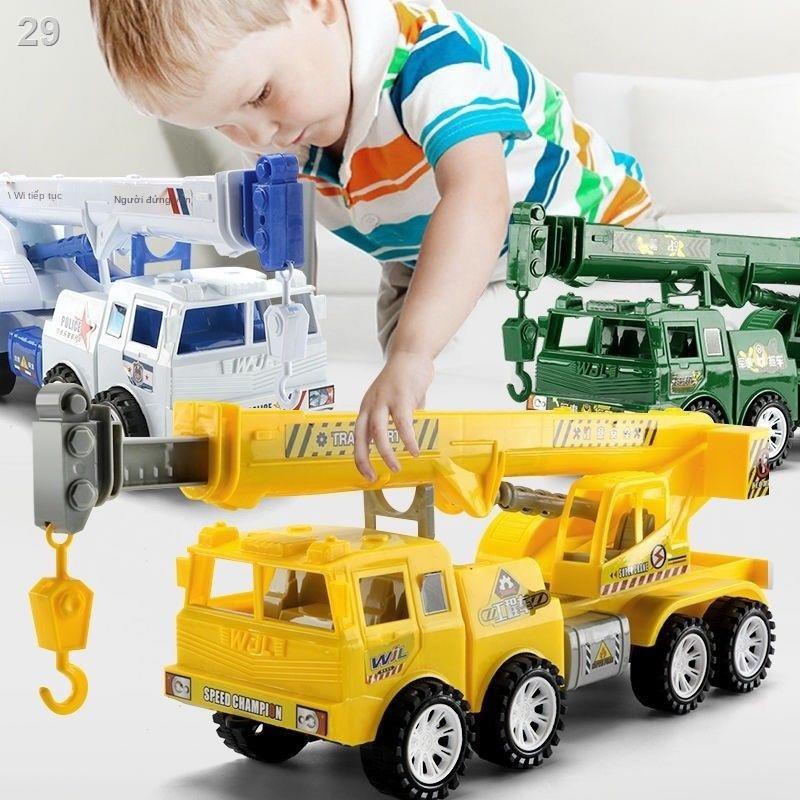 Cần trục quán tính cẩu xe tải xây dựng quá khổ cảnh sát quân sự Mô hình ô tô đồ chơi trẻ em 3-6 tuổi