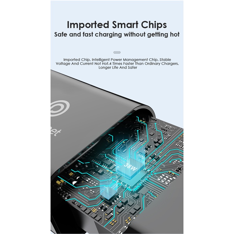 Đầu sạc nhanh Phone Planet 38W PD QC USB Type C Tương Thích Với Android iphone 14 Pro Max