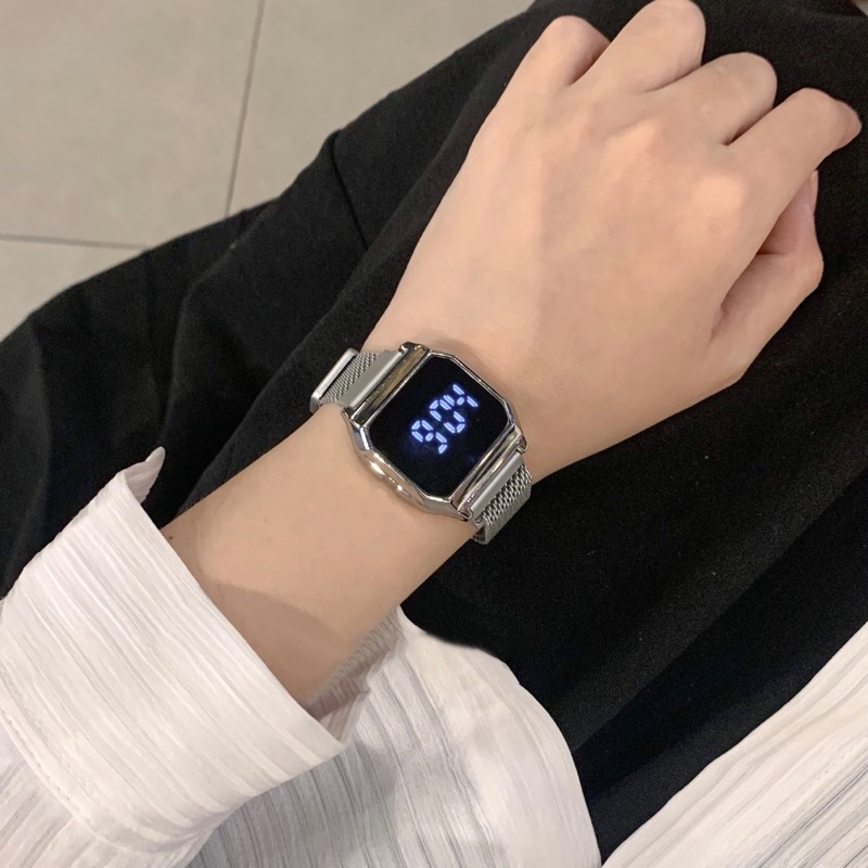 Đồng hồ nữ nam điện tử đeo tay dây kim loại thông minh MARSANO DH07