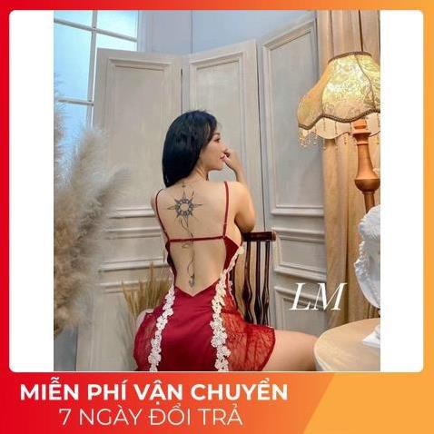 Đồ Ngủ Sexy, Váy Ngủ Sexy Nữ Hai Dây Xẻ Đùi Phối Ren Chữ Y Chất Satin Cao Cấp Dưới 65Kg | BigBuy360 - bigbuy360.vn